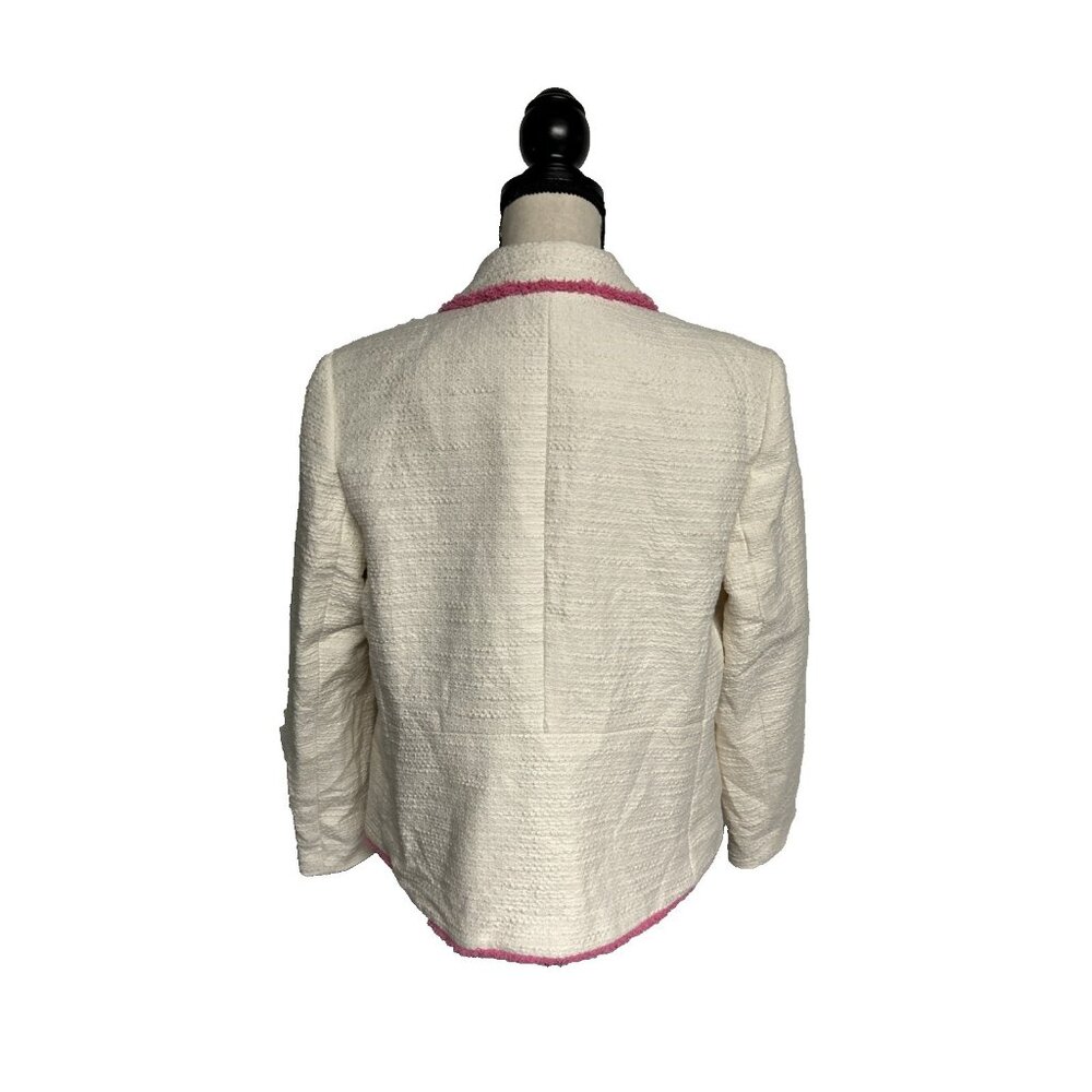 Talbots Ivory Tweed Blazer with Pink Trim - Picture 2 of 8